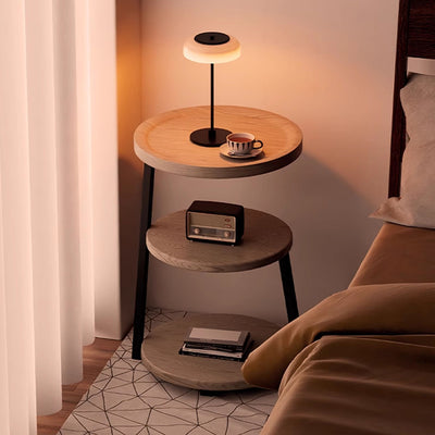 Modern Minimalist Round Cylindrical Medium Density Fiberboard Iron Side Table 3-Tier For Living Room
