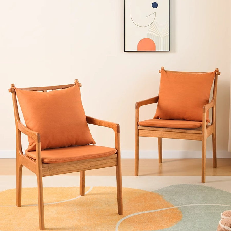 Contemporary Scandinavian Square Cherry Wood Solid Wood Polyester Cotton Linen Foam Sponge Dining Chair For Dining Room