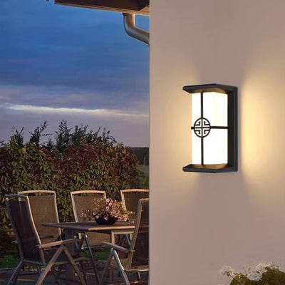 Lampe murale moderne en forme de cuboïde en aluminium acrylique LED étanche pour patio extérieur 