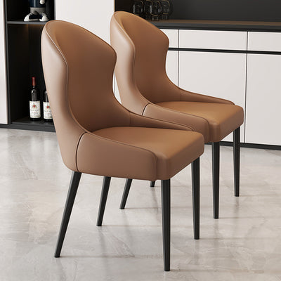 Modern Minimalist Curved Rectangular Cat Claw Leather Solid Wood Carbon Steel Dining Chair Backrest Armless For Dining Room