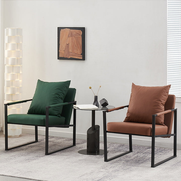 Dossier de chaise contemporain scandinave carré en acier au carbone et cuir synthétique Nappa pour salon 