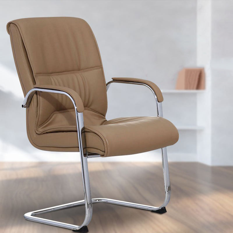Modern Minimalist Rectangular Faux Leather Steel Desk Chair Backrest Armrest For Home Office