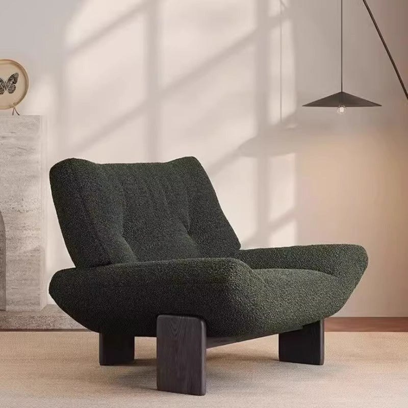 Modern Mid-Century Sherpa Fabric Chenille High Density Sponge White Ash Wood Solid Wood Accent Chair For Living Room