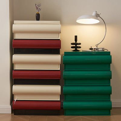 Table de nuit contemporaine scandinave rectangulaire cubique avec poignée arrondie en ABS 2/3/4 tiroirs amovibles pour chambre 