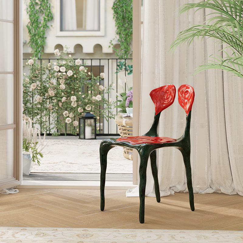 Moderner Art Deco Rose Square FRP Composite Esszimmerstuhl Rückenlehne ohne Armlehnen für Esszimmer 