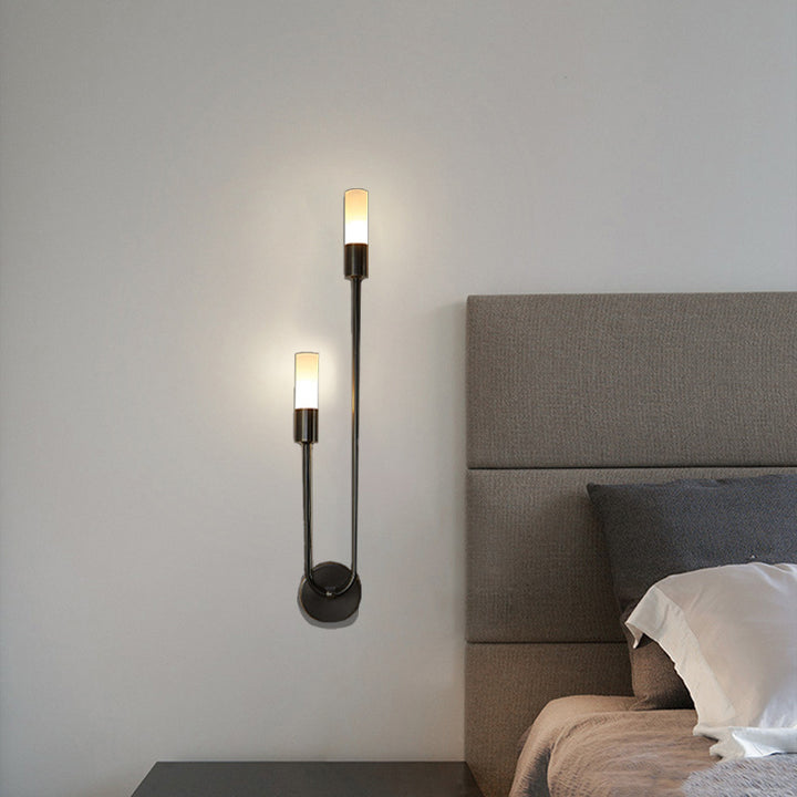 Applique Murale Moderne Minimaliste Cylindrique en Fer et Acrylique à 2 Lumières Pour Chambre 