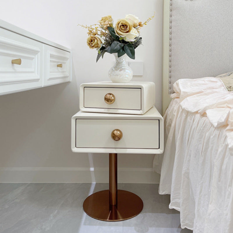 Table de nuit contemporaine créative carrée orb rotative empilable en bois et acier à 2 tiroirs pour chambre 