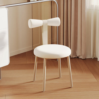 Tabouret de coiffeuse sans dossier en tissu rond crème Art Déco moderne en fer pour chambre 