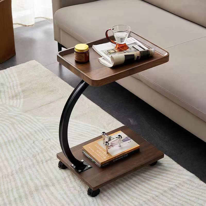 Traditioneller chinesischer runder quadratischer Holz-Marmor-Eisen-Beistelltisch 2-stufig für das Wohnzimmer 