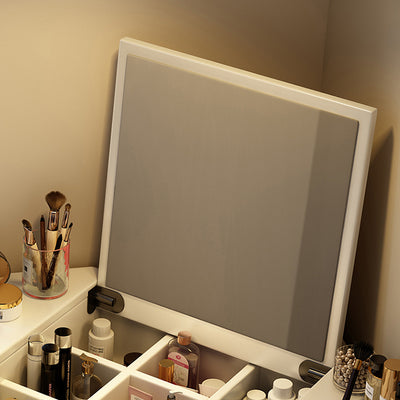 Modern Minimalist Rectangular Hexagonal Wood Glass Microfiber Leather Makeup Vanity 4-Tier For Bedroom