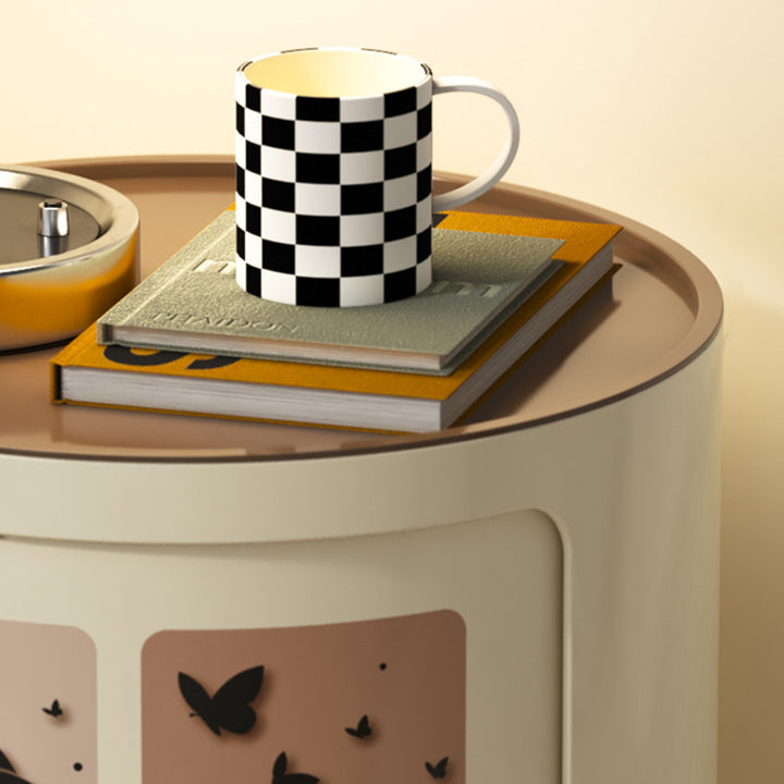 Mesa de noche cilíndrica creativa contemporánea de ABS con 2/3 cajones para dormitorio 