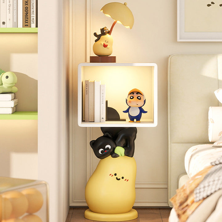 Contemporary Creative Kids MDF Resin Pear Square Shape Nightstand 2-Tier For Living Room & Bedroom