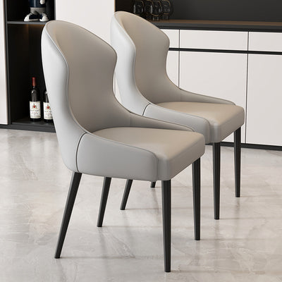 Modern Minimalist Curved Rectangular Cat Claw Leather Solid Wood Carbon Steel Dining Chair Backrest Armless For Dining Room