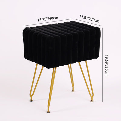 Contemporary Scandinavian Square Faux Rabbit Fur Medium Density Fiberboard Rebar Organizer Vanity Stool For Bedroom
