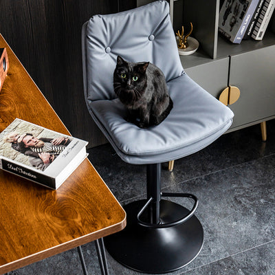 Modern Minimalist Rectangular Nappa Leather Iron Bar Stool Backrest Armless For Dining Room