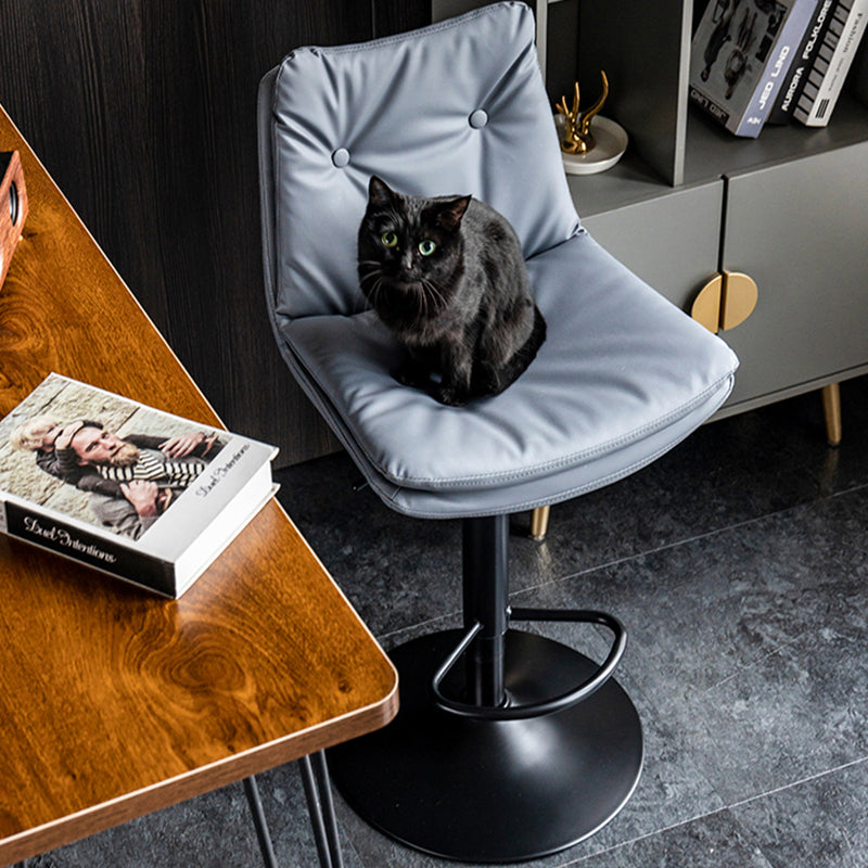Modern Minimalist Rectangular Nappa Leather Iron Bar Stool Backrest Armless For Dining Room