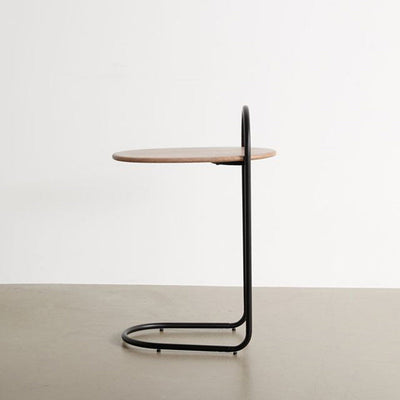 Moderner minimalistischer ovaler Kurvenholz-Metall-Beistelltisch 1-stufig für das Wohnzimmer 