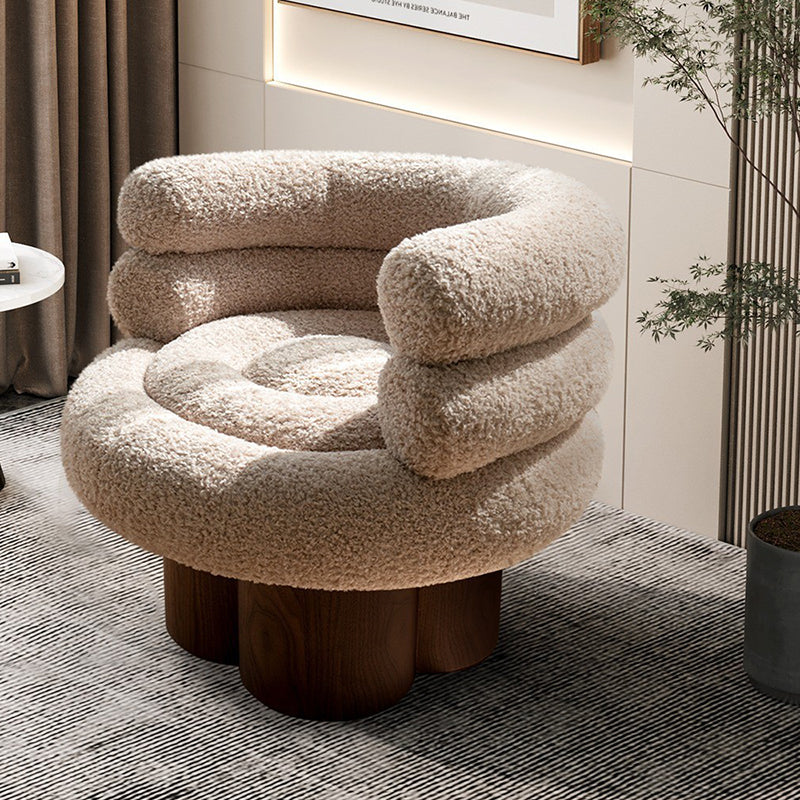 Traditional French Curved Lambswool Solid Wood Iron Vanity Stool Backrest Armless For Bedroom