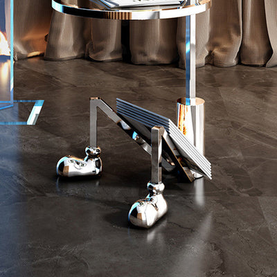Table d'appoint contemporaine créative ronde en verre avec plateau en acier inoxydable pour salon 
