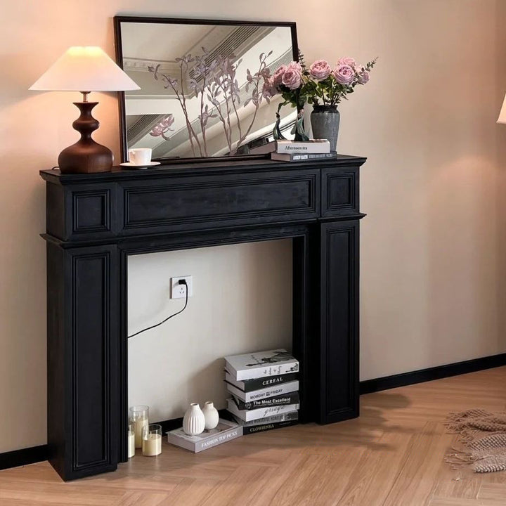Traditionnel Vintage panneau carré en faux bois placage de cheminée pour salon 