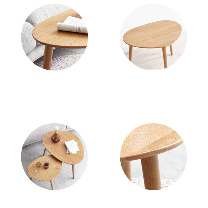 Contemporary Japanese Oval Wood Side Table 1-Tier For Living Room