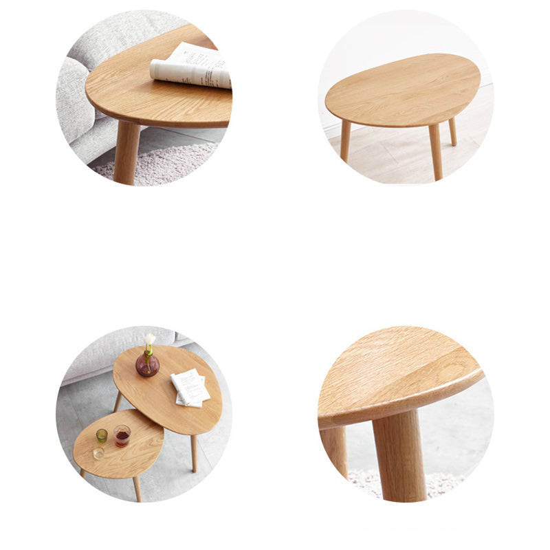 Contemporary Japanese Oval Wood Side Table 1-Tier For Living Room