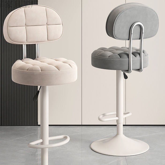 Contemporary Scandinavian Round Steel PU Leather Height Adjustable Bar Stool For Kitchen