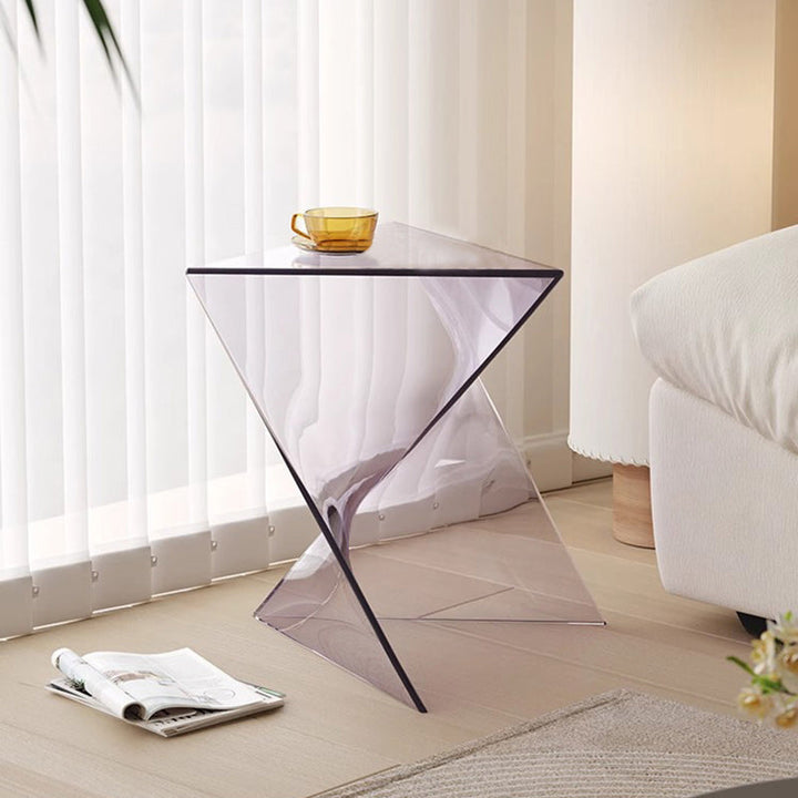 Modern Minimalist Geometric Corner Triangle PC End Table 1-Tier For Living Room