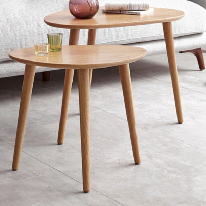 Table d'appoint ovale en bois japonais contemporain à 1 niveau pour salon 