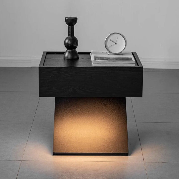 Modern Minimalist Rectangular Suspended Plywood Steel Nightstand 1-Tier For Bedroom