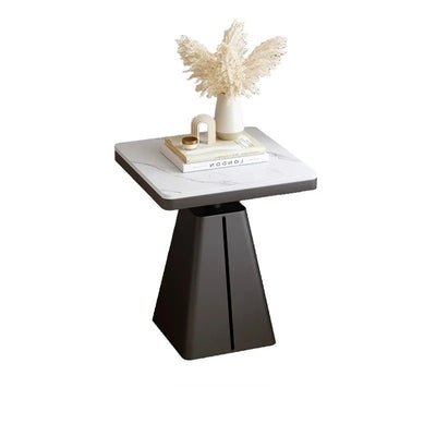 Contemporary Scandinavian Square Carbon Steel Sintered Stone Side Table For Living Room