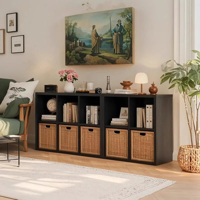 Contemporary Scandinavian Square Steel Modular Bookshelf 4/6-Cabinet For Living Room