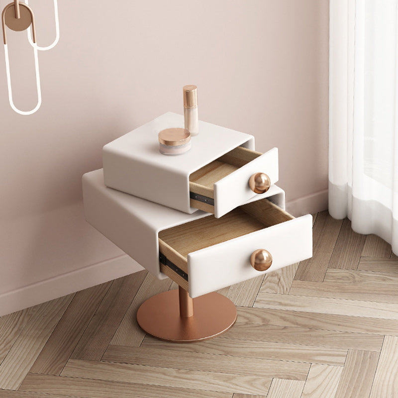 Table de nuit contemporaine créative carrée orb rotative empilable en bois et acier à 2 tiroirs pour chambre 