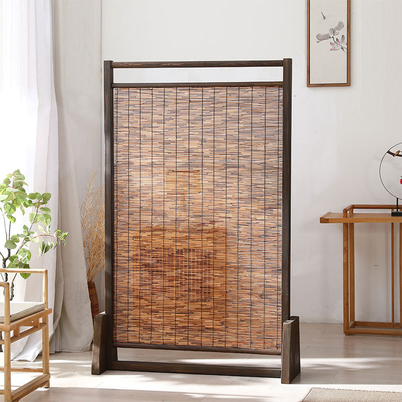 Traditional Chinese Rectangular Pine Wood Solid Wood Reed Room Divider For Living Room