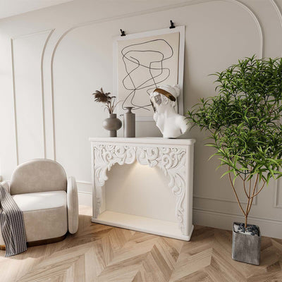 Traditional French Square Medium Density Fiberboard Mantel Console Table For Living Room