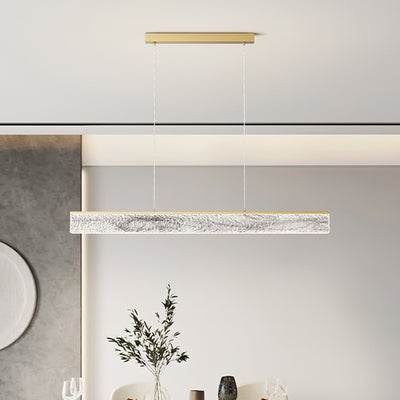 Modern Minimalist Rectangular Copper Resin LED Island Light Chandelier For Dining Room