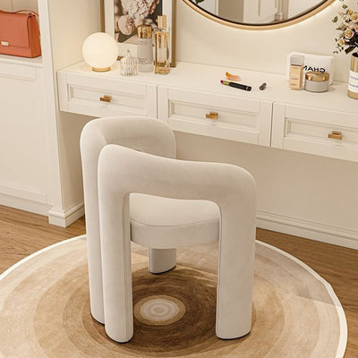 Contemporary Creative Curved Velvet Iron Vanity Stool Backrest Armless For Bedroom