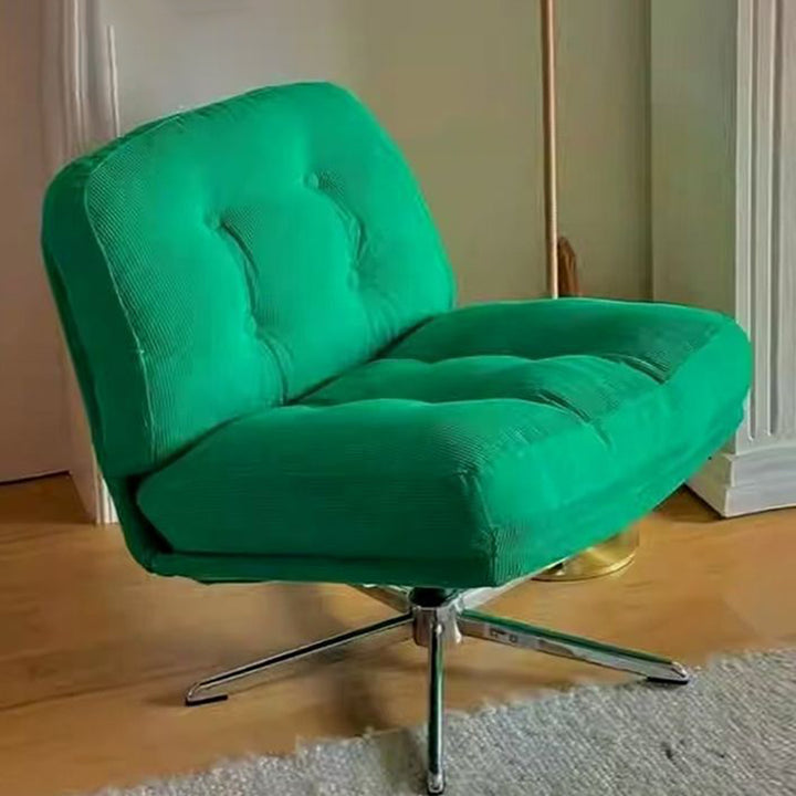 Modern Minimalist Rectangular Corduroy Steel Accent Chair Backrest Armless For Living Room
