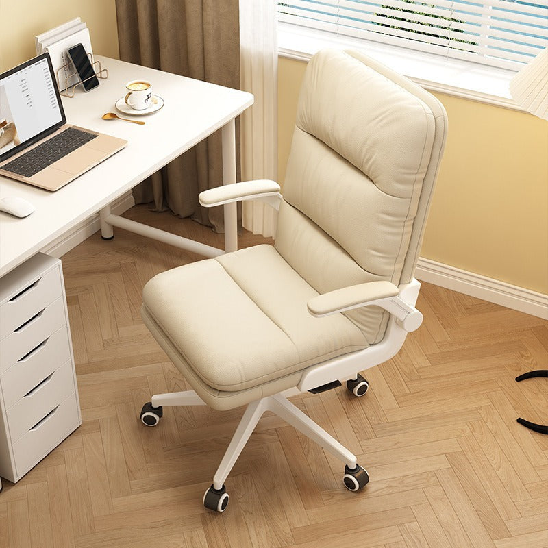 Modern Minimalist Rectangular Nappa Leather Nylon Desk Chair Backrest Armrest For Home Office
