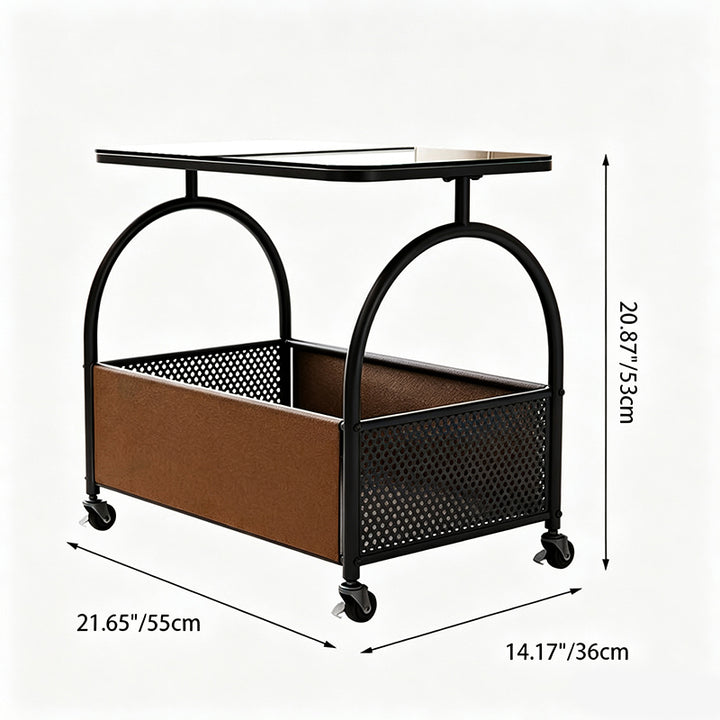Table basse rectangulaire minimaliste moderne en fer, similicuir, verre amovible avec 1 rangement pour salon 