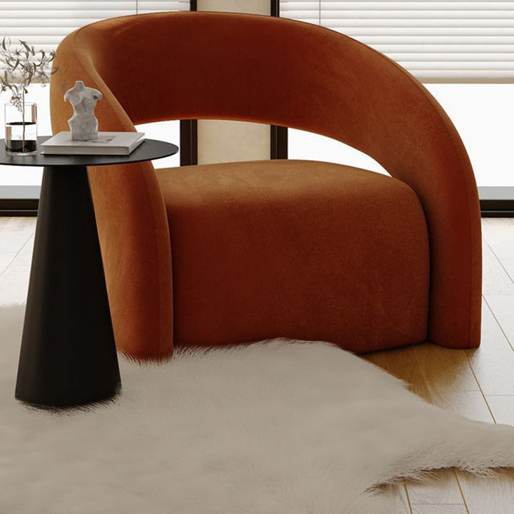 Modern Luxury Curved Square Leather Sherpa Fabric Wood Accent Chair Backrest Arm For Living Room