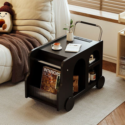 Table d'appoint rectangulaire nordique contemporaine avec plateau en métal et acrylique, 4 rangements pour le salon 