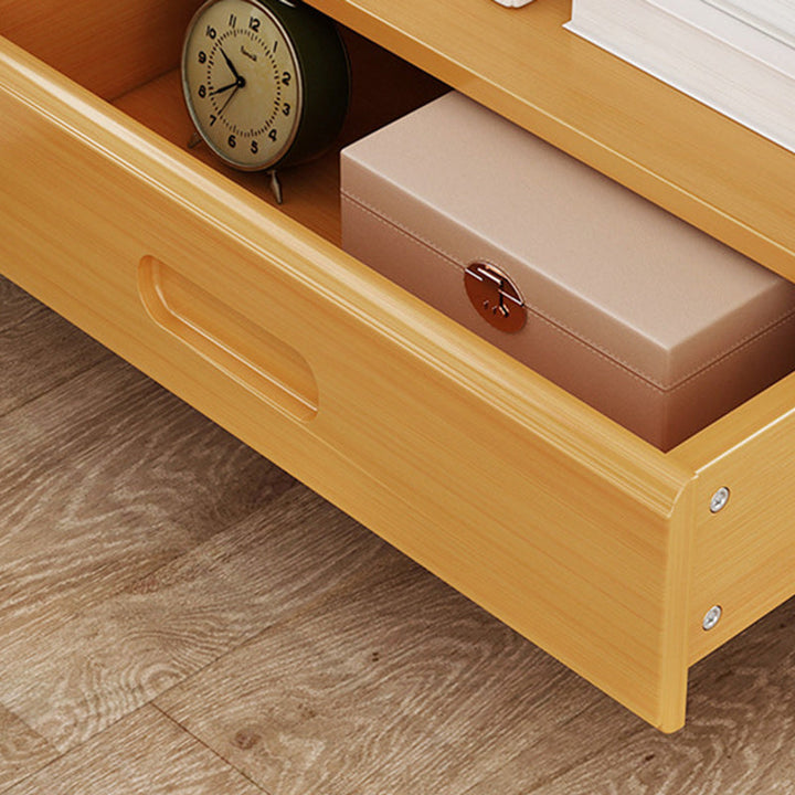 Traditional Japanese Square Bamboo MDF Nightstand 1/3 Drawer For Bedroom