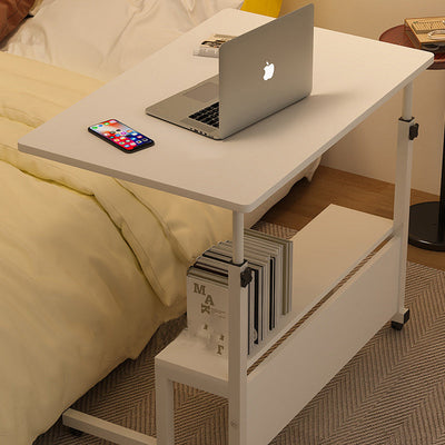Table d'appoint rectangulaire en bois et acier minimaliste moderne à 2 niveaux pour étude 