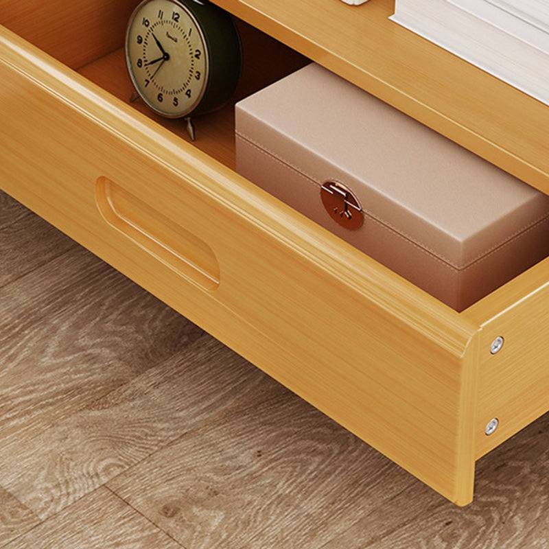 Traditioneller japanischer rechteckiger Nachttisch aus Bambus-MDF mit 1/3 Schublade für das Schlafzimmer 