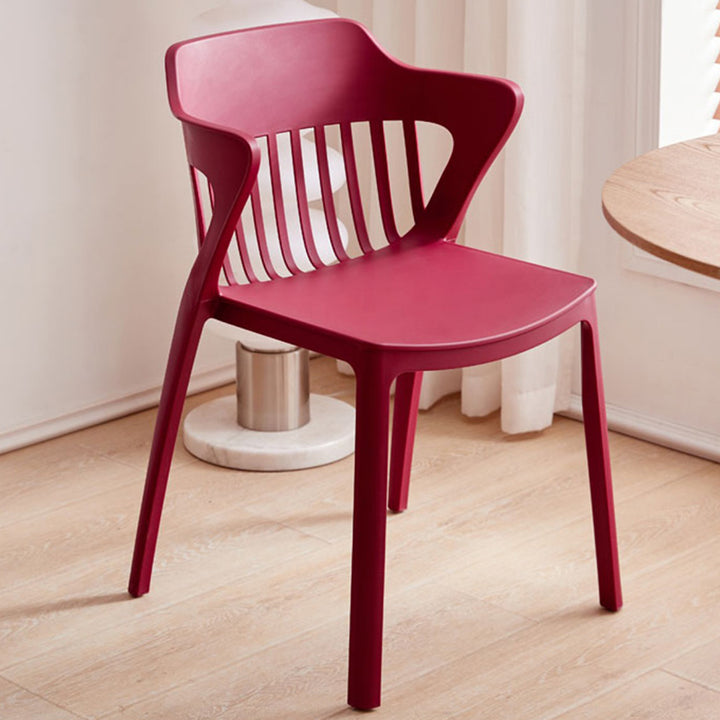 Moderner minimalistischer rechteckiger PVC-Esszimmerstuhl mit durchbrochener Rückenlehne ohne Armlehnen für das Esszimmer 