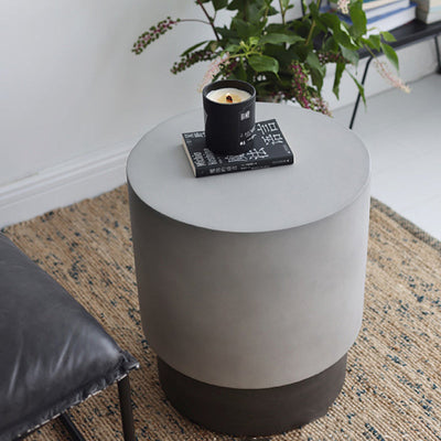 Table d'appoint cylindrique en oxyde de magnésium industriel contemporain pour salon 