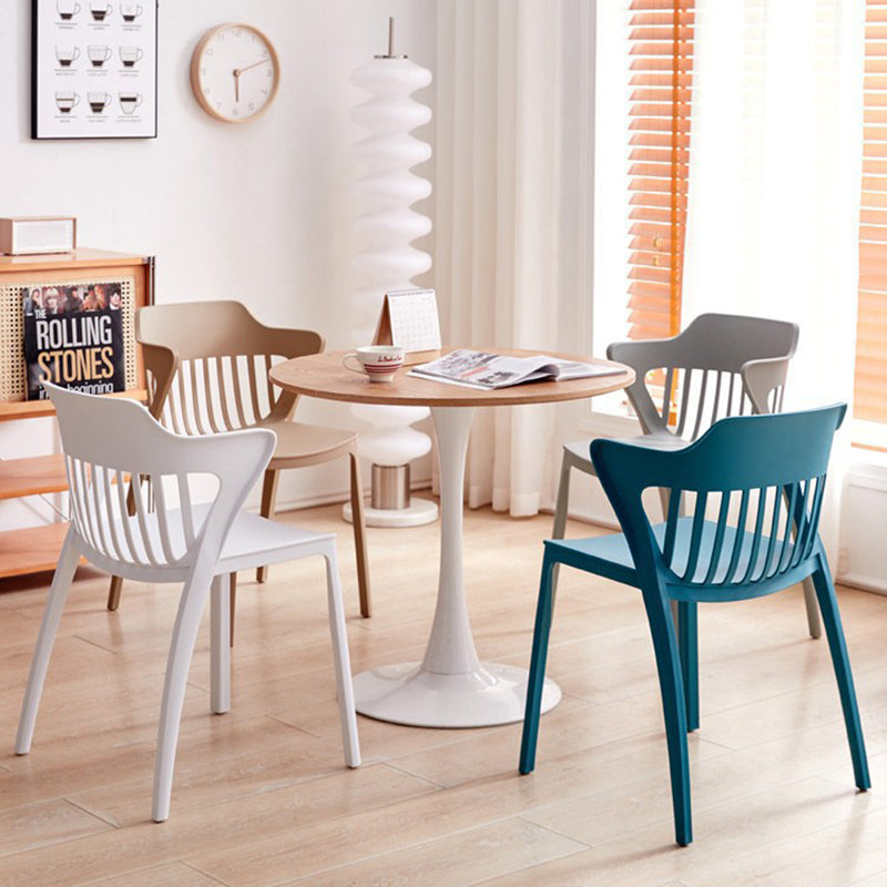 Modern Minimalist Openwork Rectangular PVC Dining Chair Backrest Armless For Dining Room