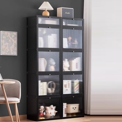 Modern Minimalist Rectangular Acrylic Bamboo Composite Board Bookshelves 1-Cabinet For Living Room