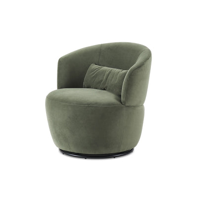 Modern Minimalist Round Cushion Lambswool Solid Wood Sponge Accent Chair Backrest Armrest For Living Room